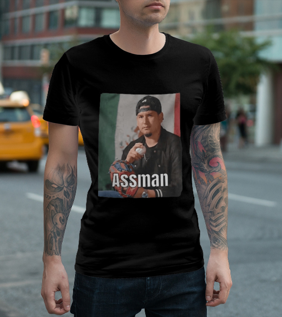 Assman Baseball Pitcher Holding Ball With Mexican Flag T-Shirt