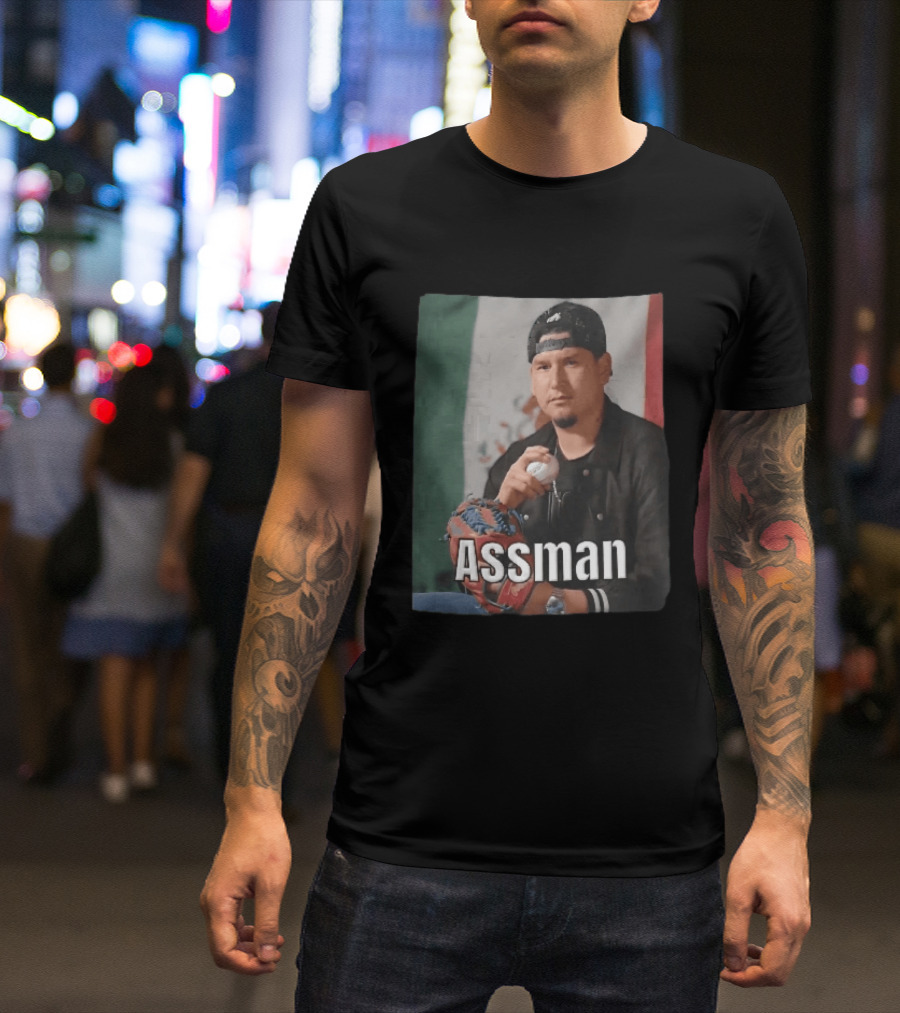 Assman Baseball Pitcher Holding Ball With Mexican Flag T-Shirt