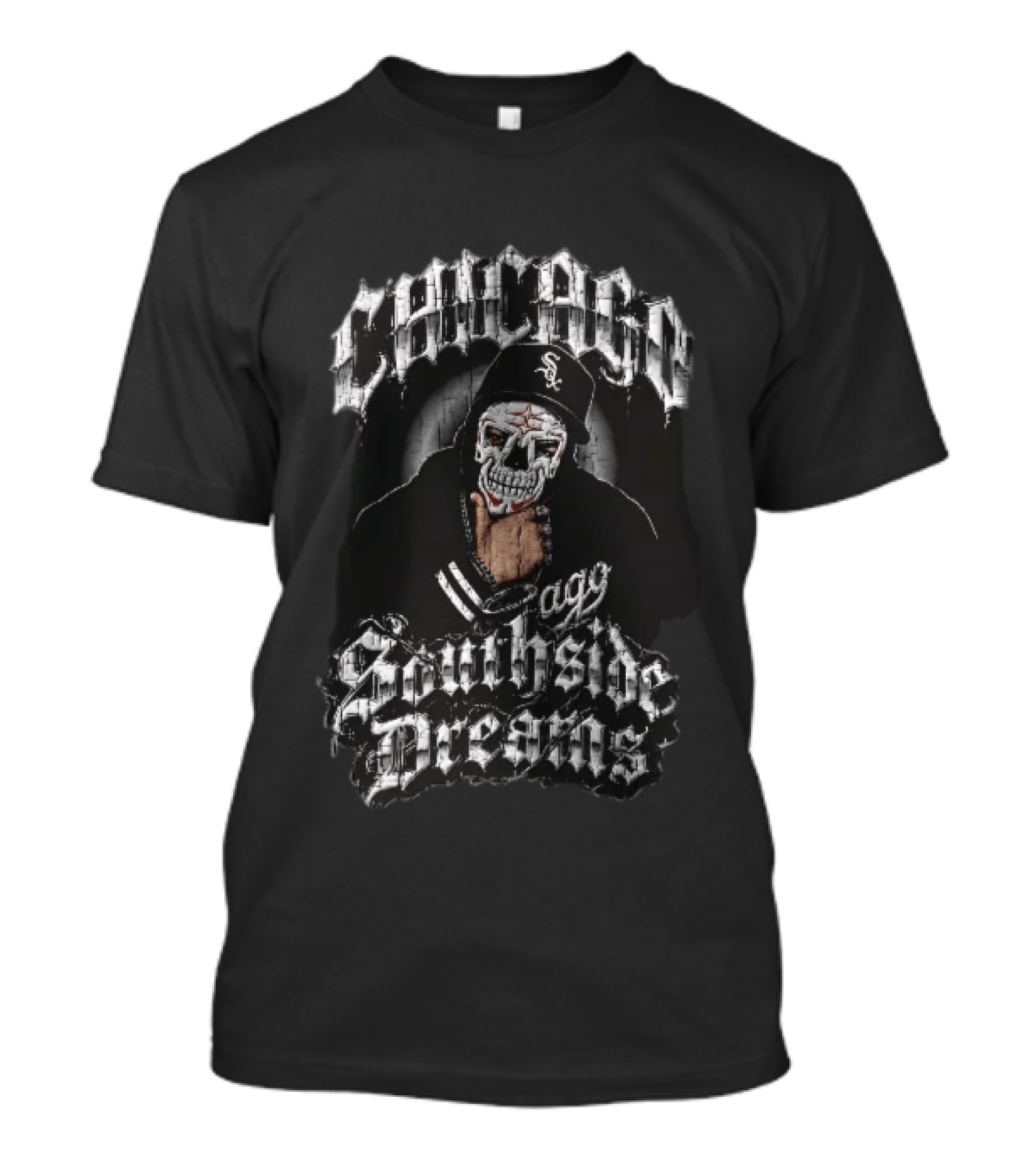 Chicago White Sox Southside Dreams Skull Mask Hooded Figure Barbed Wire T-Shirt