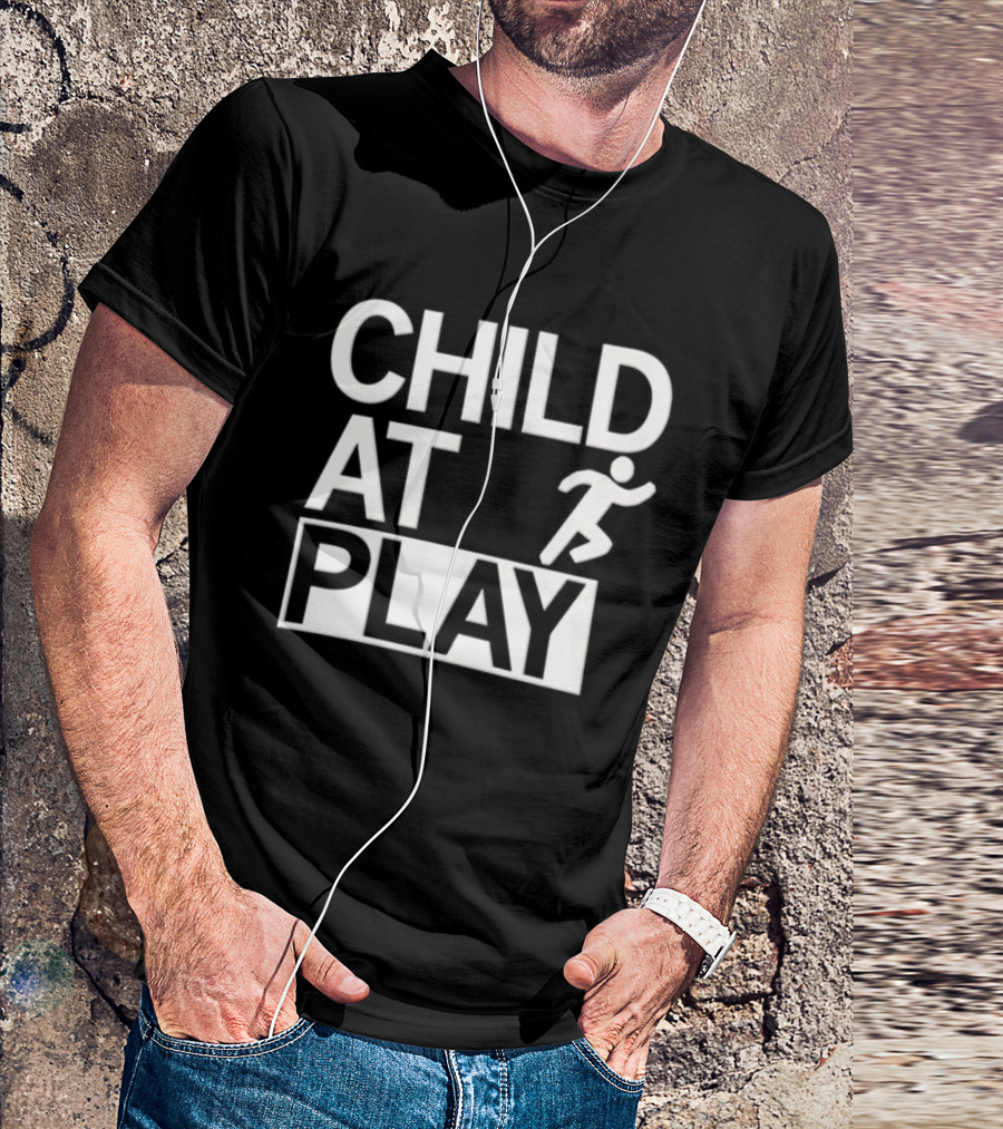 Child At Play Text With Running Figure T-Shirt