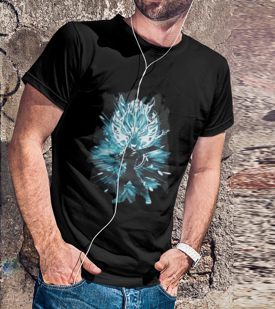Cloud Strife Buster Sword Wolf Blue Energy Burst T-Shirt