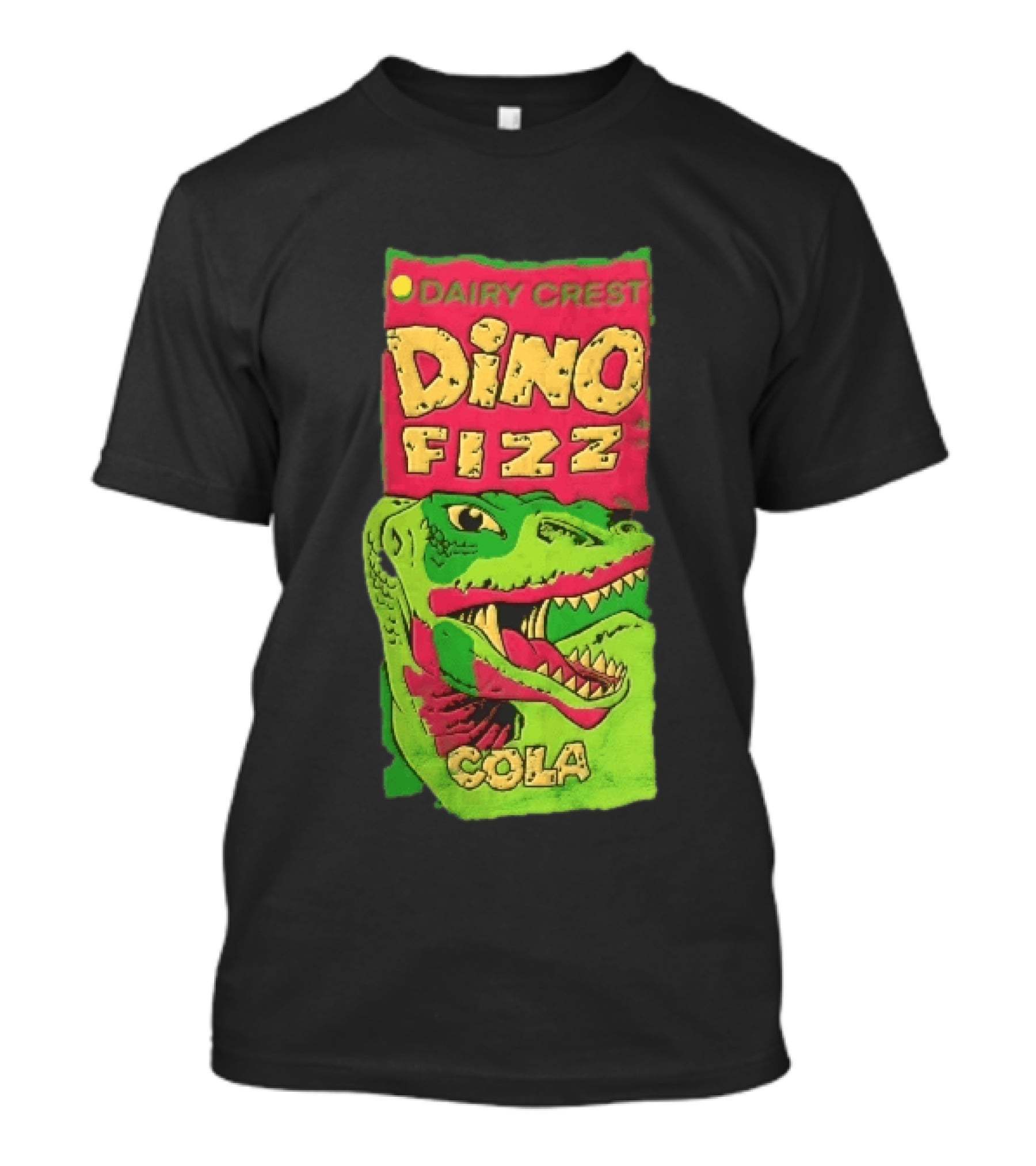 Dairy Crest Dino Fizz Cola Green Dinosaur Open Mouth Red T-Shirt