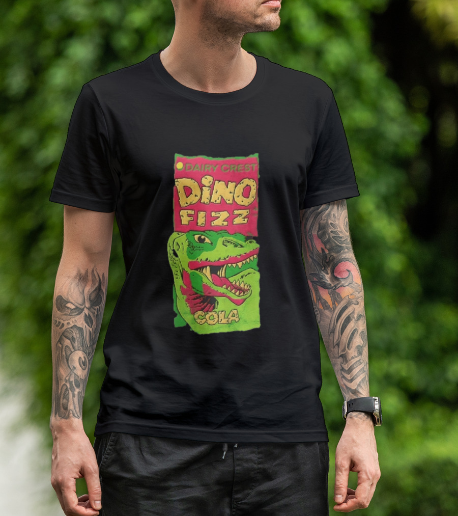 Dairy Crest Dino Fizz Cola Green Dinosaur Open Mouth Red T-Shirt