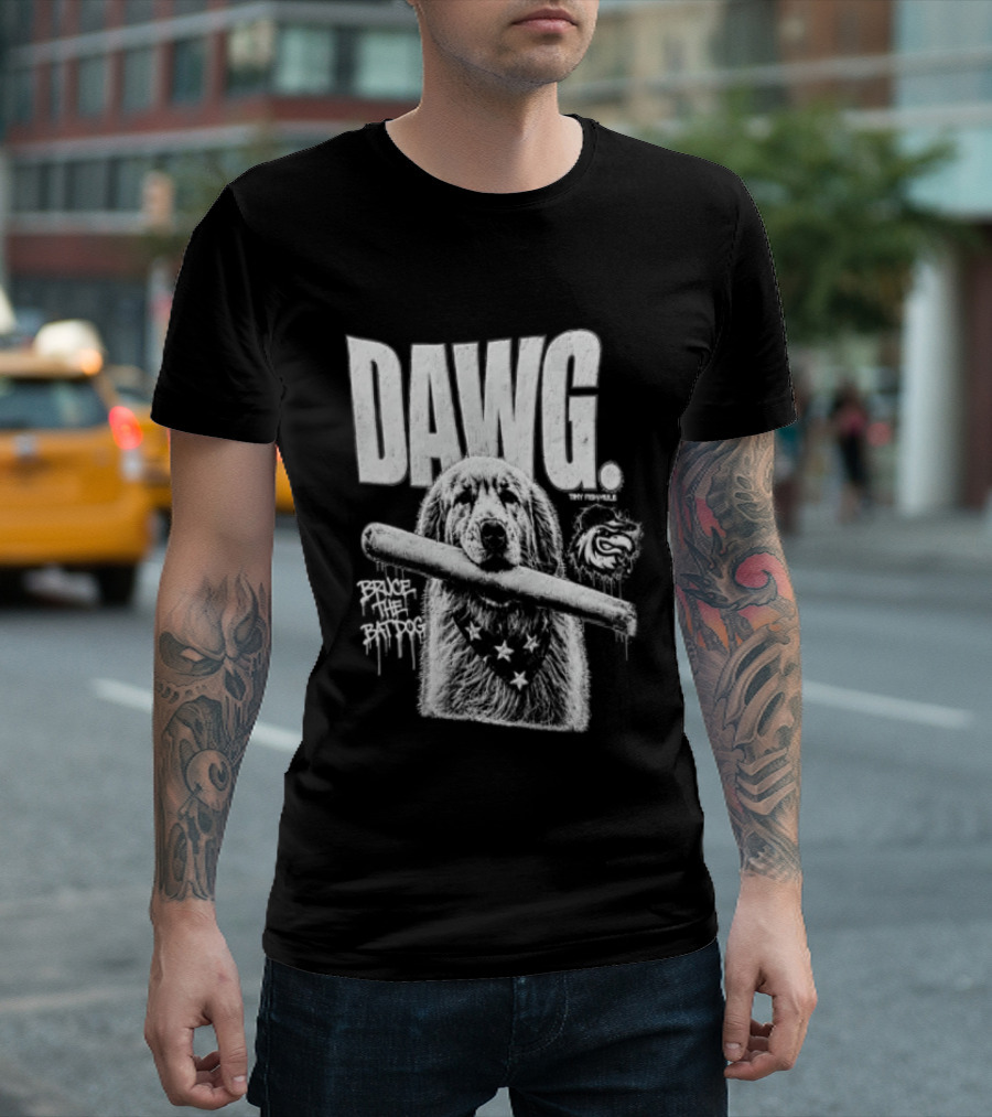 Dawg Bruce The Batdog Baseball Bat And Ball T-Shirt
