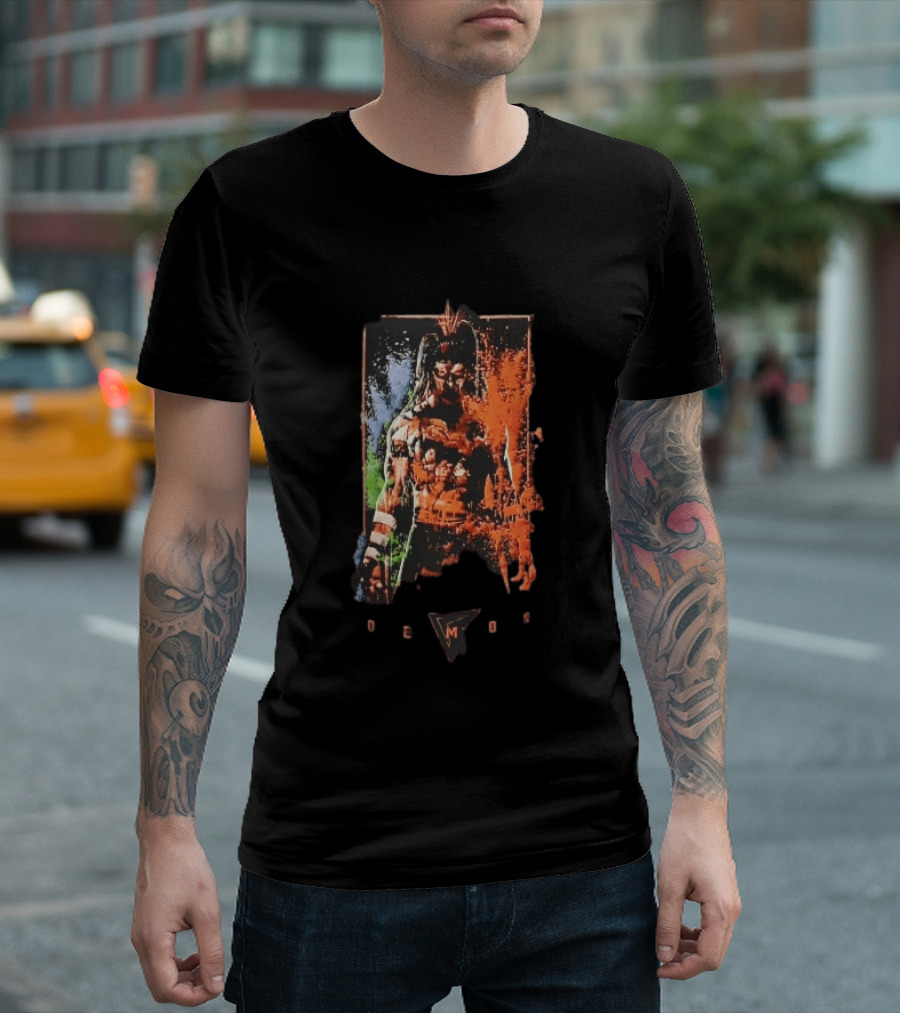 Demon Masked Warrior Orange Splatter Bodypaint Art 3000 T-Shirt