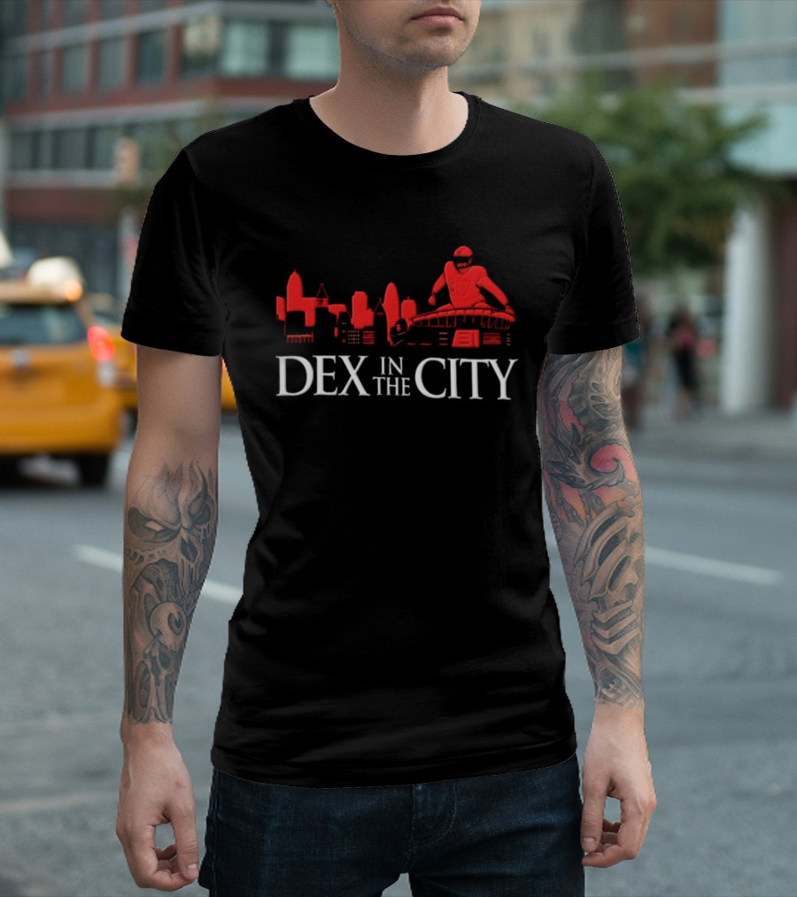 Dexter Lawrence Number 97 Dex In The City New York Giants Skyline T-Shirt