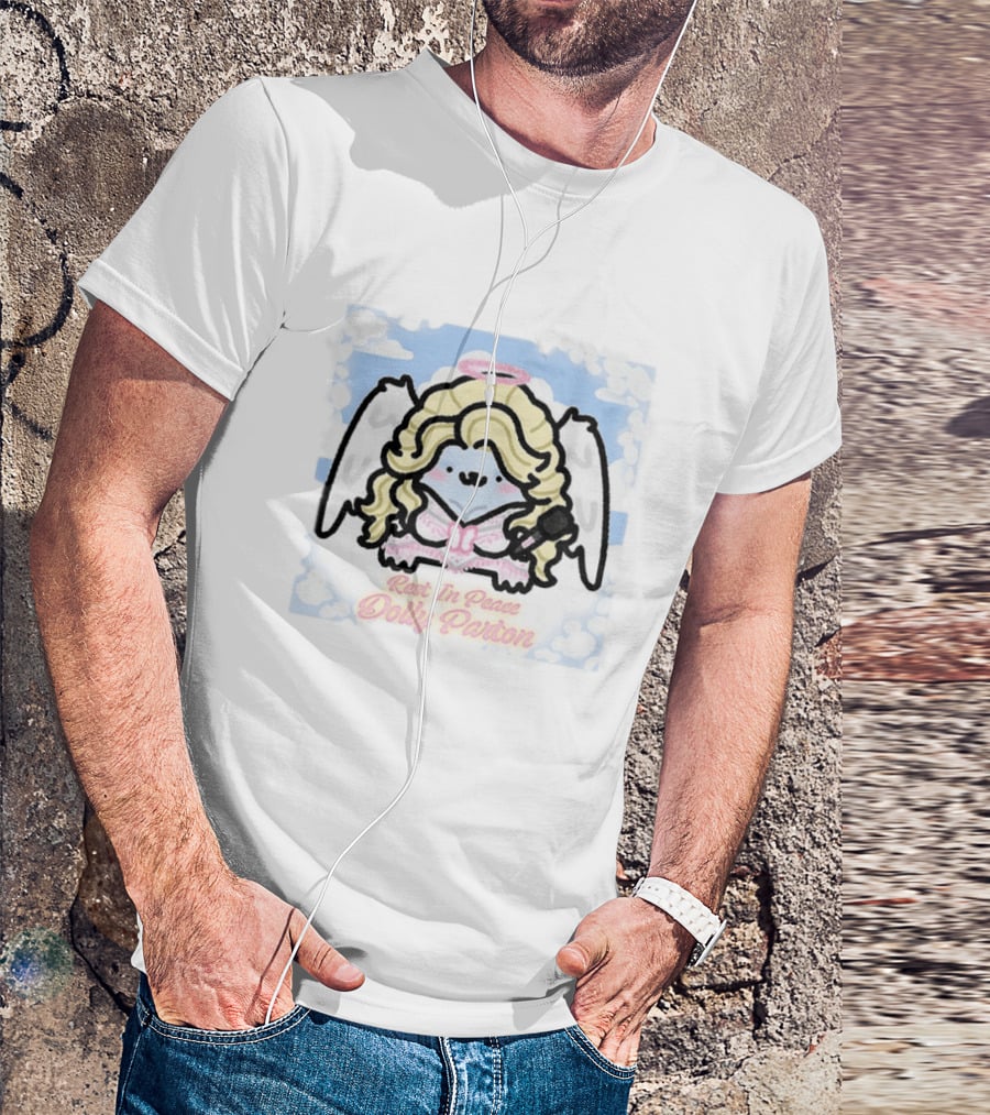 Angel Kitten Rest In Peace Dolly Parton Wings Halo Clouds T-Shirt