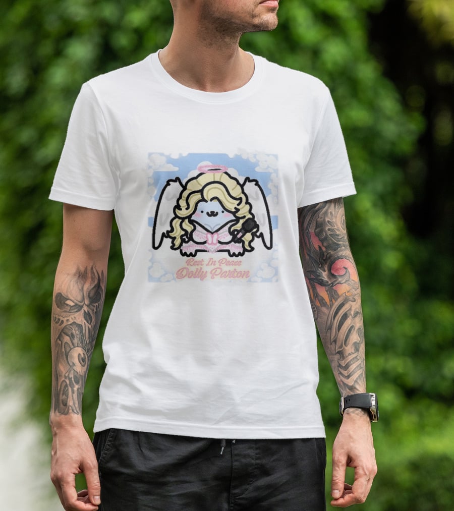 Angel Kitten Rest In Peace Dolly Parton Wings Halo Clouds T-Shirt