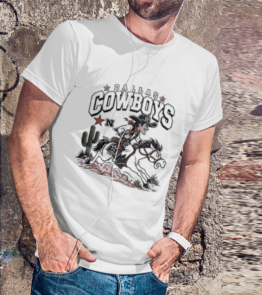 Dallas Cowboys Rider With Horse And Cactus Scene T-Shirt