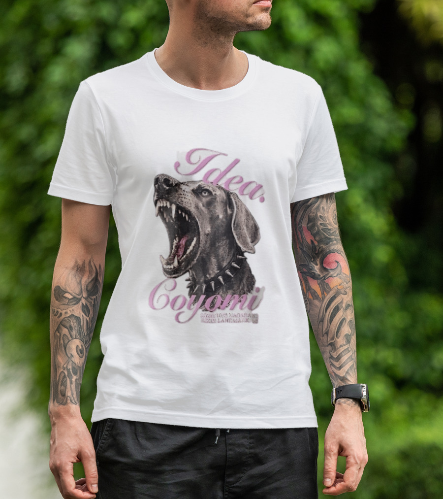 Rizin Idea Coyomi Nagasaki Snarling Dog Spiked Collar Pink Cursive 2024 T-Shirt