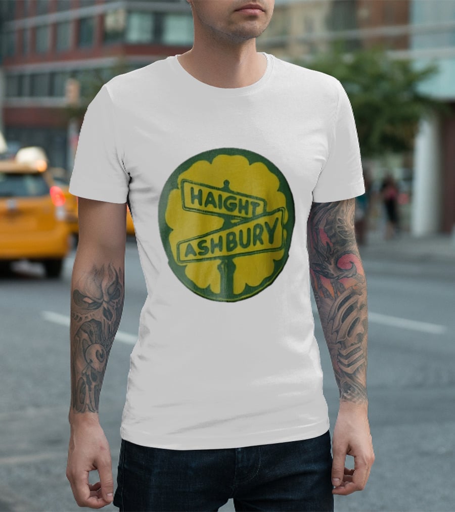 Haight Ashbury Street Sign Yellow Flower T-Shirt