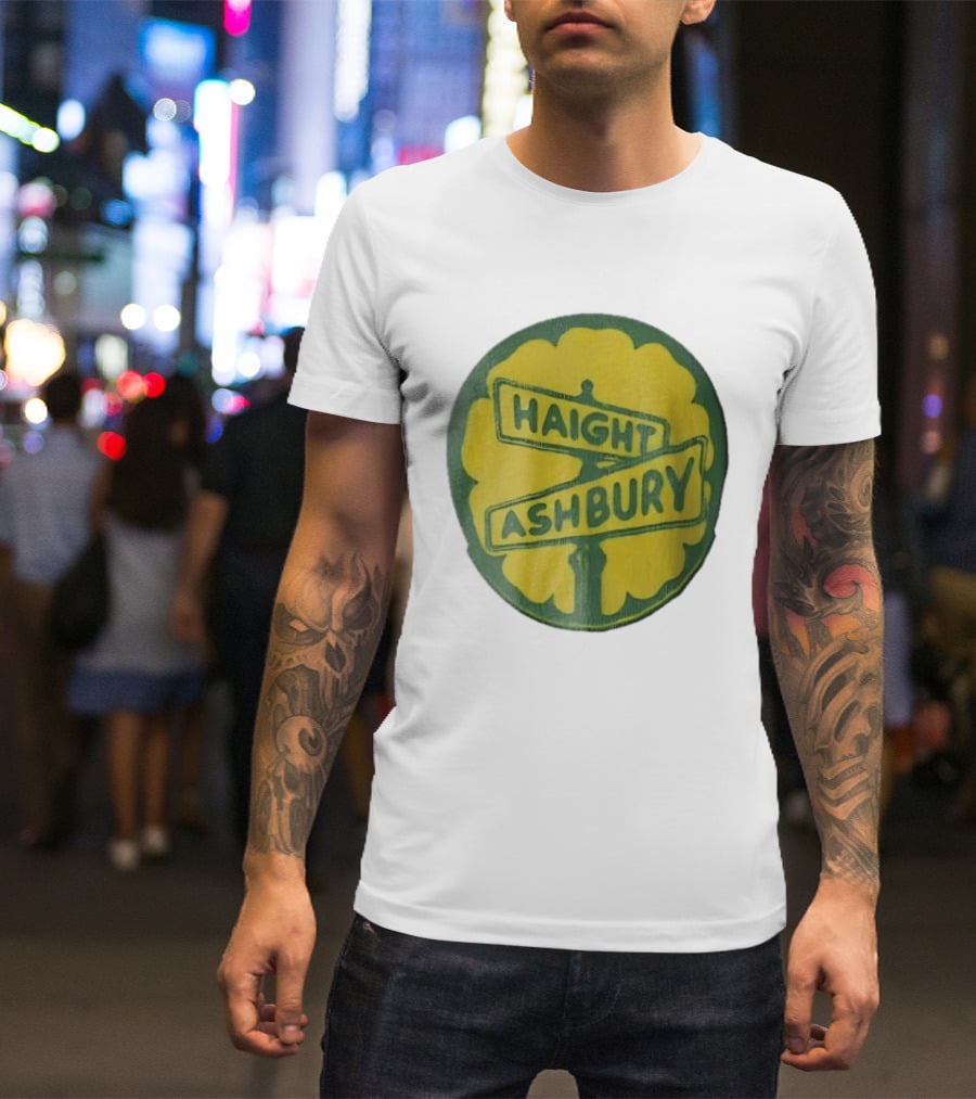 Haight Ashbury Street Sign Yellow Flower T-Shirt