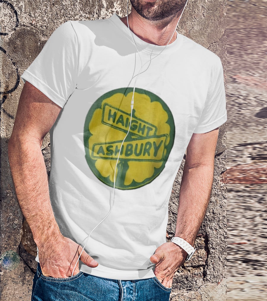 Haight Ashbury Street Sign Yellow Flower T-Shirt