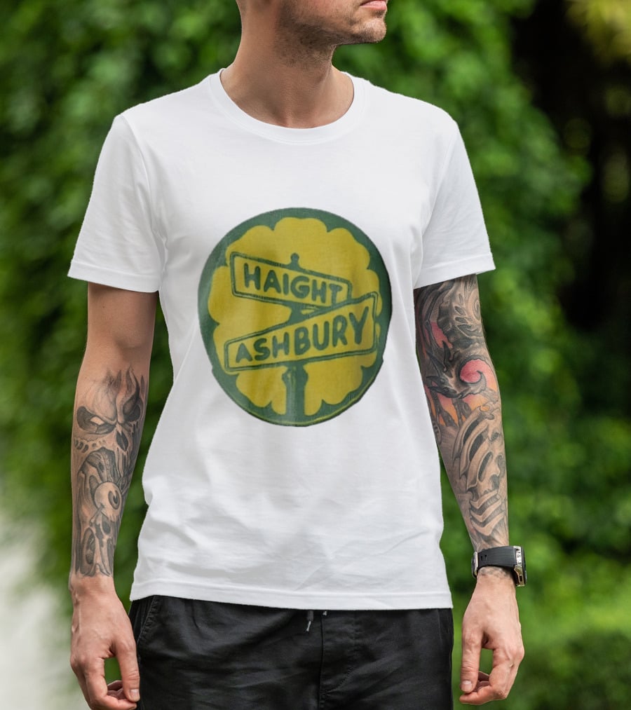 Haight Ashbury Street Sign Yellow Flower T-Shirt