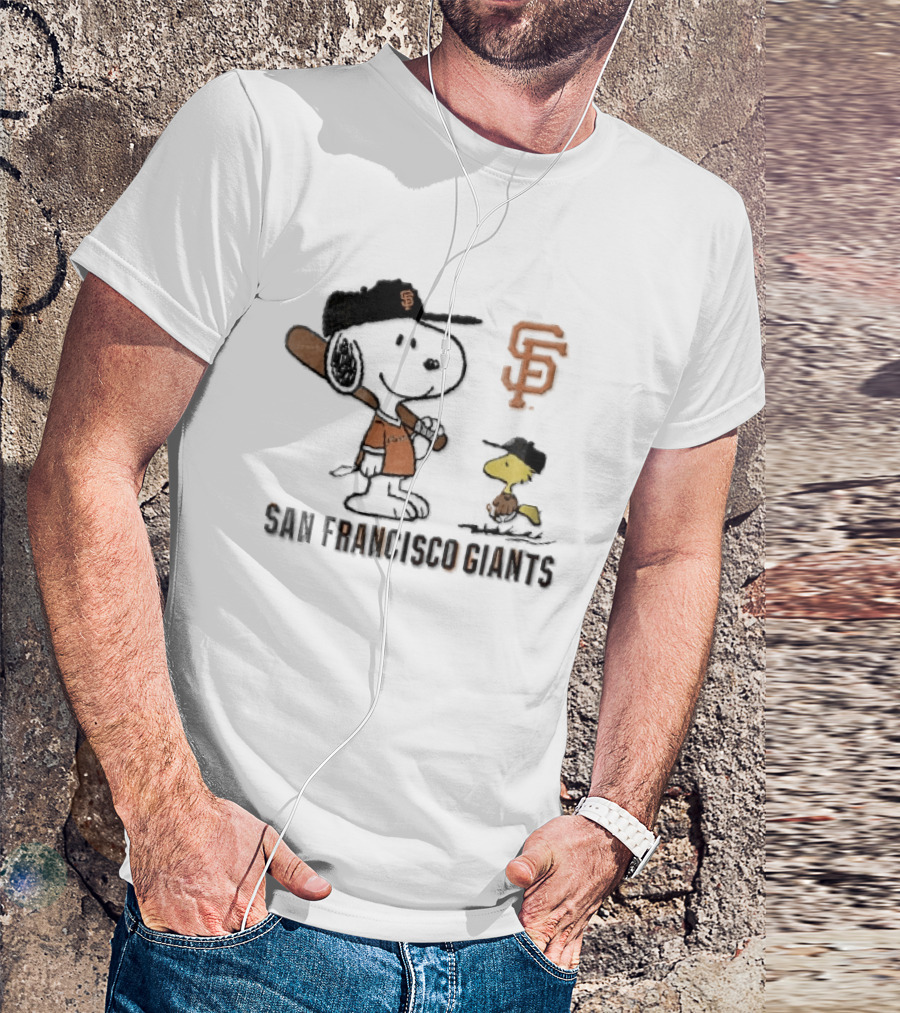 San Francisco Giants Snoopy Woodstock Cartoon Baseball MLB T-Shirt