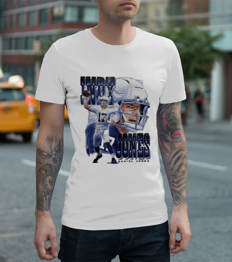 Indy Jones Football Quarterback Throwing Action Close Up Helmet T-Shirt