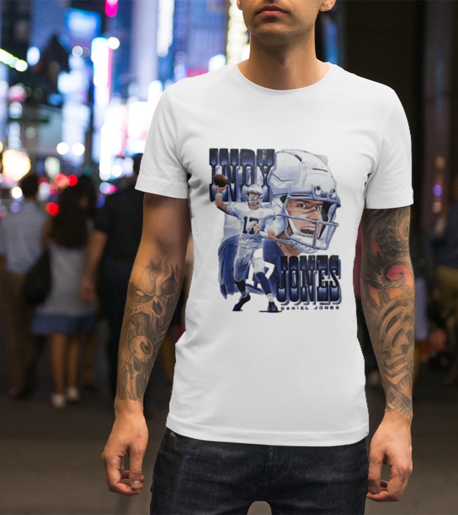 Indy Jones Football Quarterback Throwing Action Close Up Helmet T-Shirt