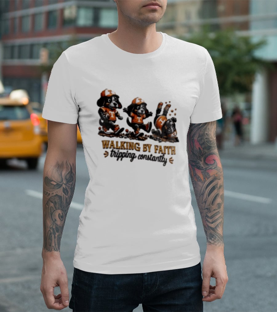 Tennessee Volunteers Walking By Faith Tripping Constantly Puppy T-Shirt