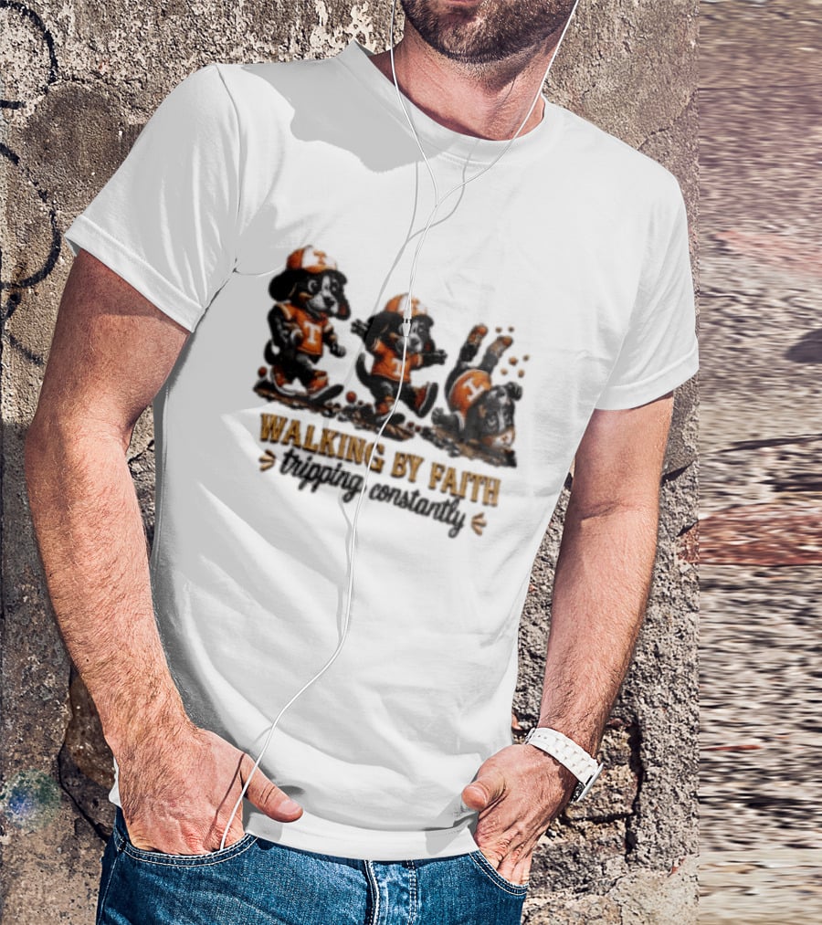 Tennessee Volunteers Walking By Faith Tripping Constantly Puppy T-Shirt