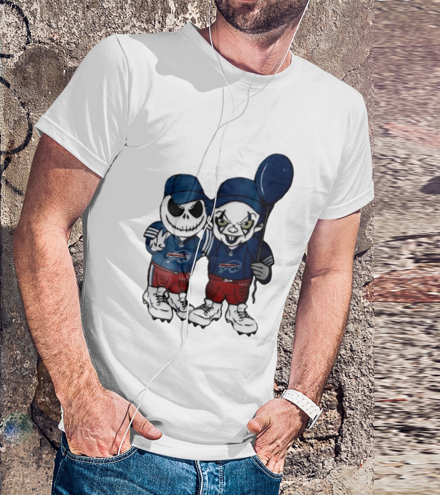 Buffalo Bills Halloween 2026 Jack Skellington Clown Balloon Football T-Shirt