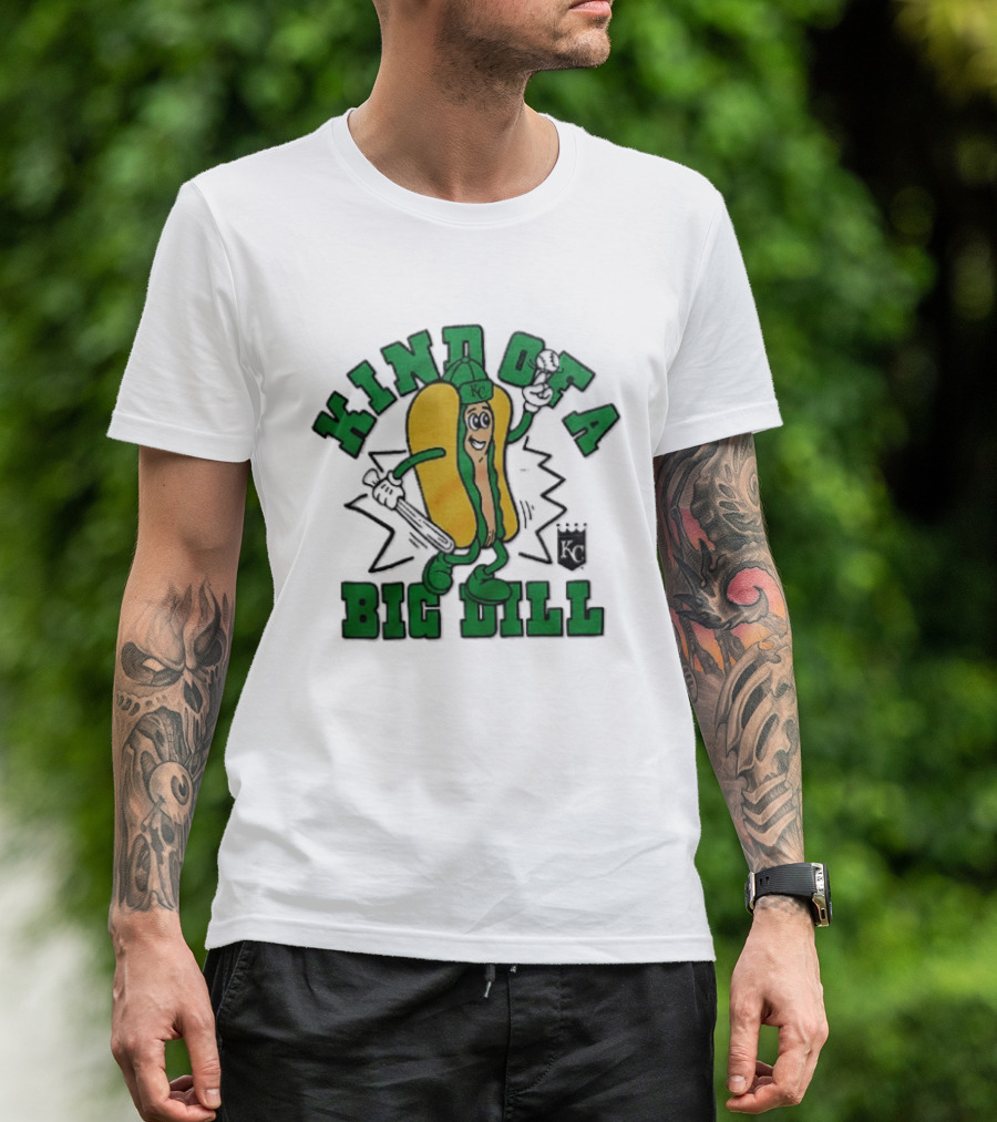 Kansas City Royals MLB Kinda Of A Big Dill Cartoon Pickle Hot Dog KC T-Shirt