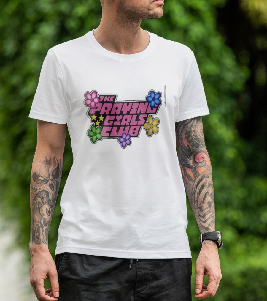 The Praying Girls Club Pink Floral Stars Flower Bubble T-Shirt