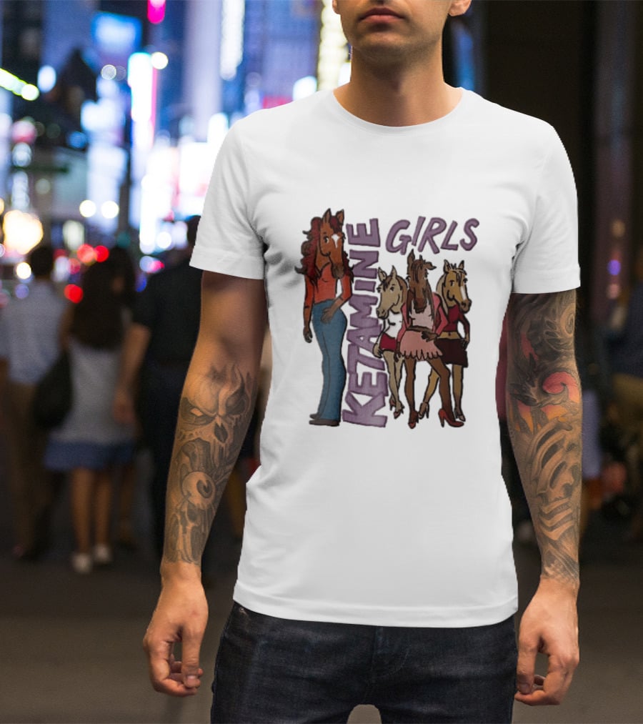 Ketamine Girls Cartoon Anthropomorphic Female Horses Fashion Outfits T-Shirt