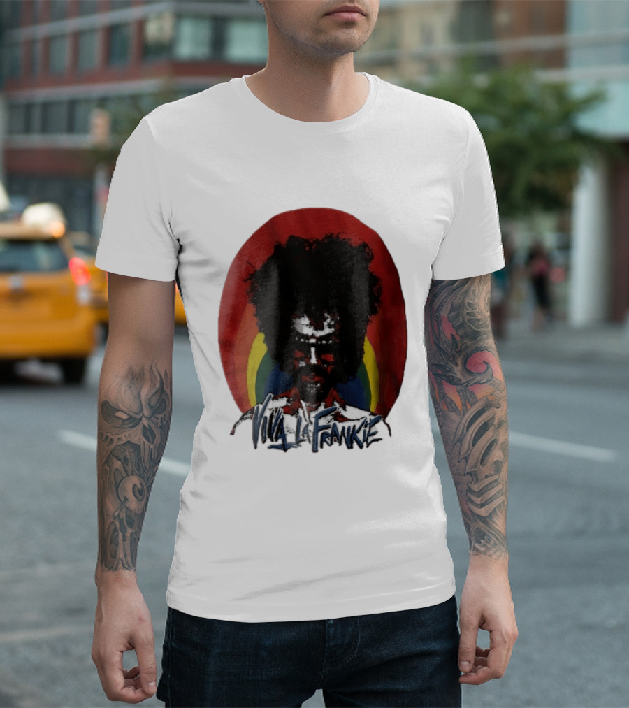 Viva LA Frankie Afro Man Glasses Rainbow Oval T-Shirt
