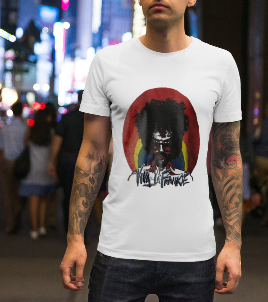 Viva LA Frankie Afro Man Glasses Rainbow Oval T-Shirt