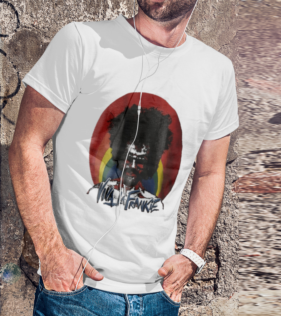 Viva LA Frankie Afro Man Glasses Rainbow Oval T-Shirt