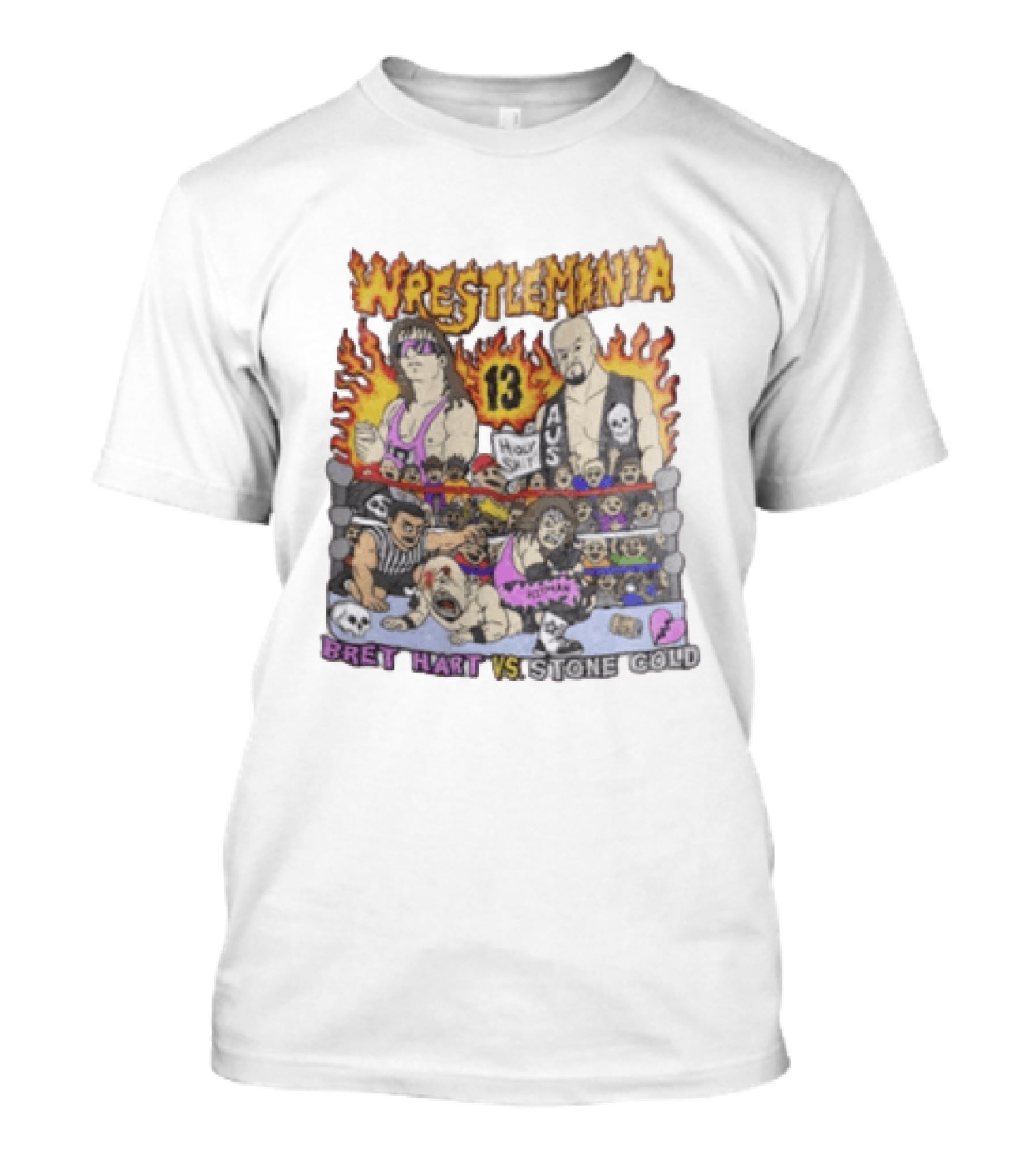Wrestlemania 13 Bret Hart Vs Stone Cold Steve Austin Holy Shit Vintage Wrestling Battle T-Shirt