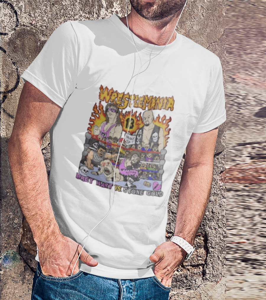 Wrestlemania 13 Bret Hart Vs Stone Cold Steve Austin Holy Shit Vintage Wrestling Battle T-Shirt