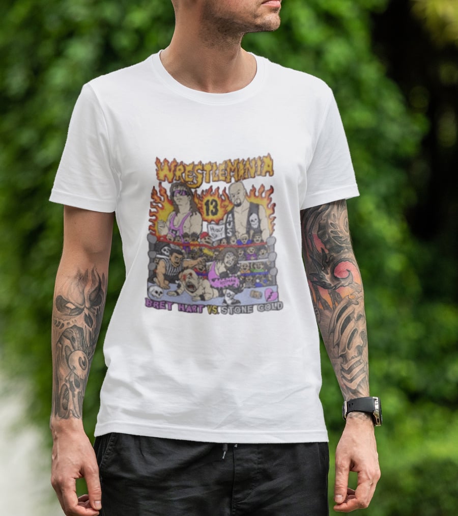 Wrestlemania 13 Bret Hart Vs Stone Cold Steve Austin Holy Shit Vintage Wrestling Battle T-Shirt