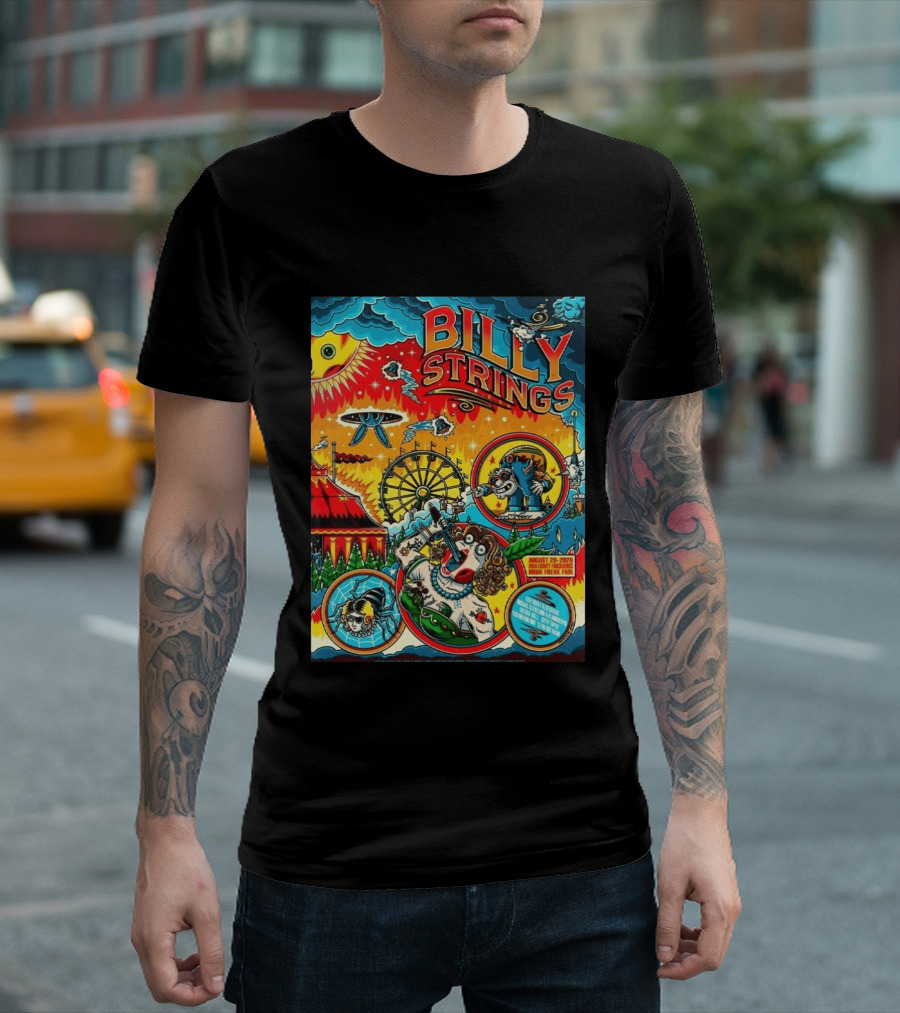 Billy Strings Ionia Freak Fair 2026 Night 2 Ionia MI August 29 UFO Carnival Extravaganza Ferris Wheel T-Shirt