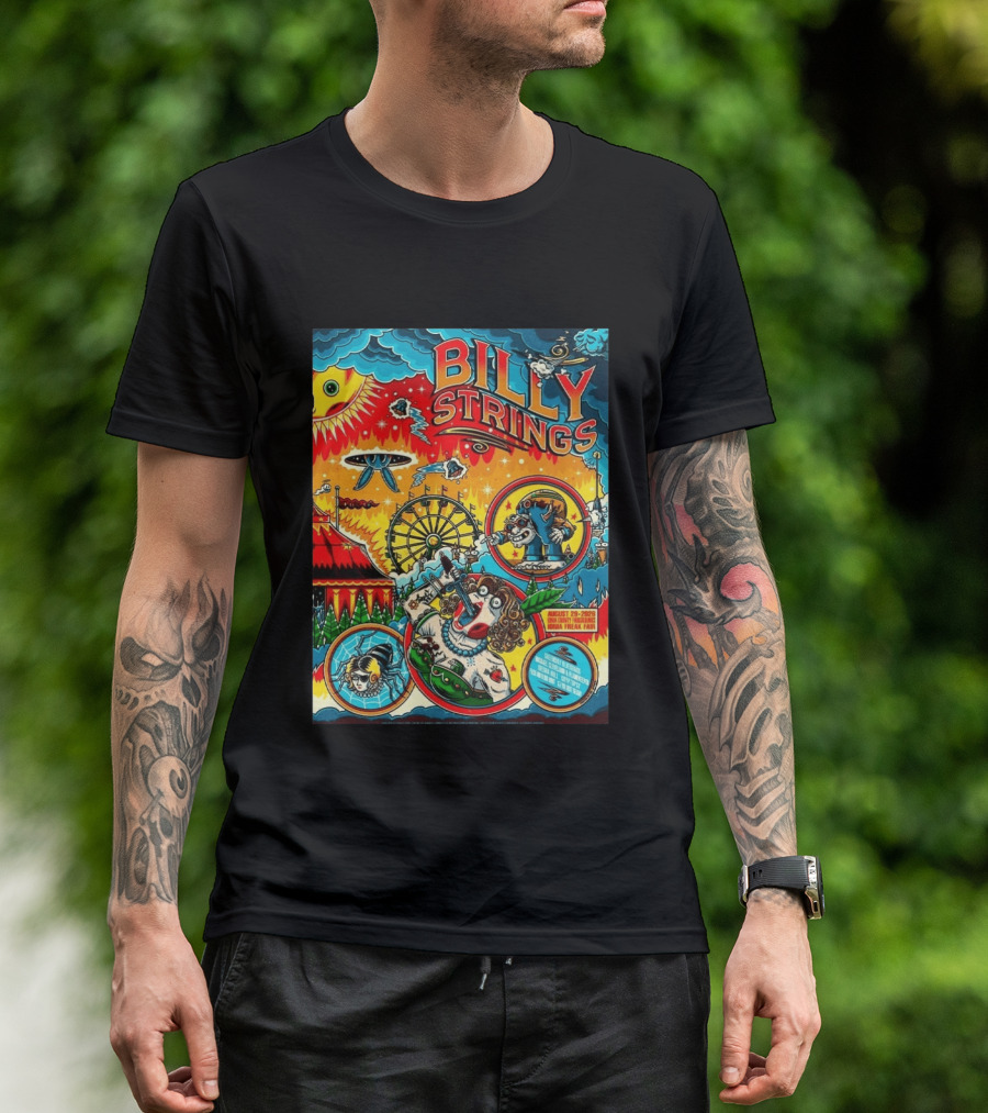 Billy Strings Ionia Freak Fair 2026 Night 2 Ionia MI August 29 UFO Carnival Extravaganza Ferris Wheel T-Shirt