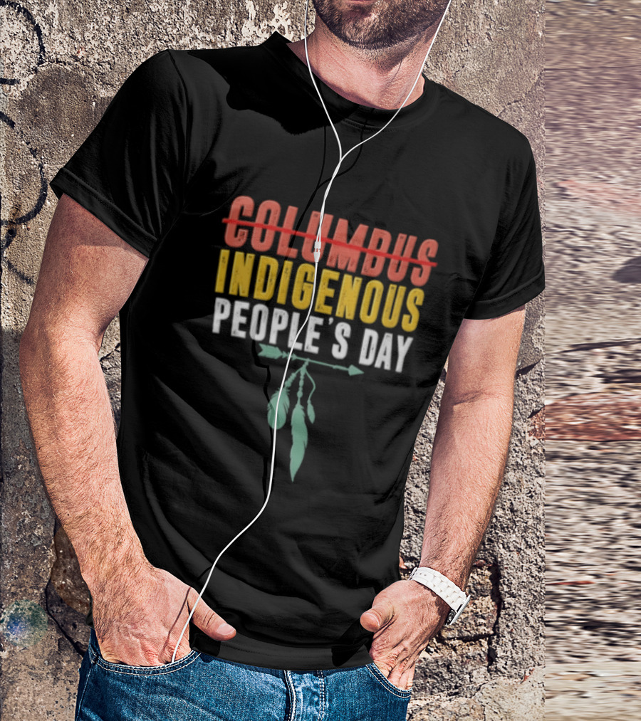 Indigenous People's Day Text With Arrow And Feathers T-Shirt