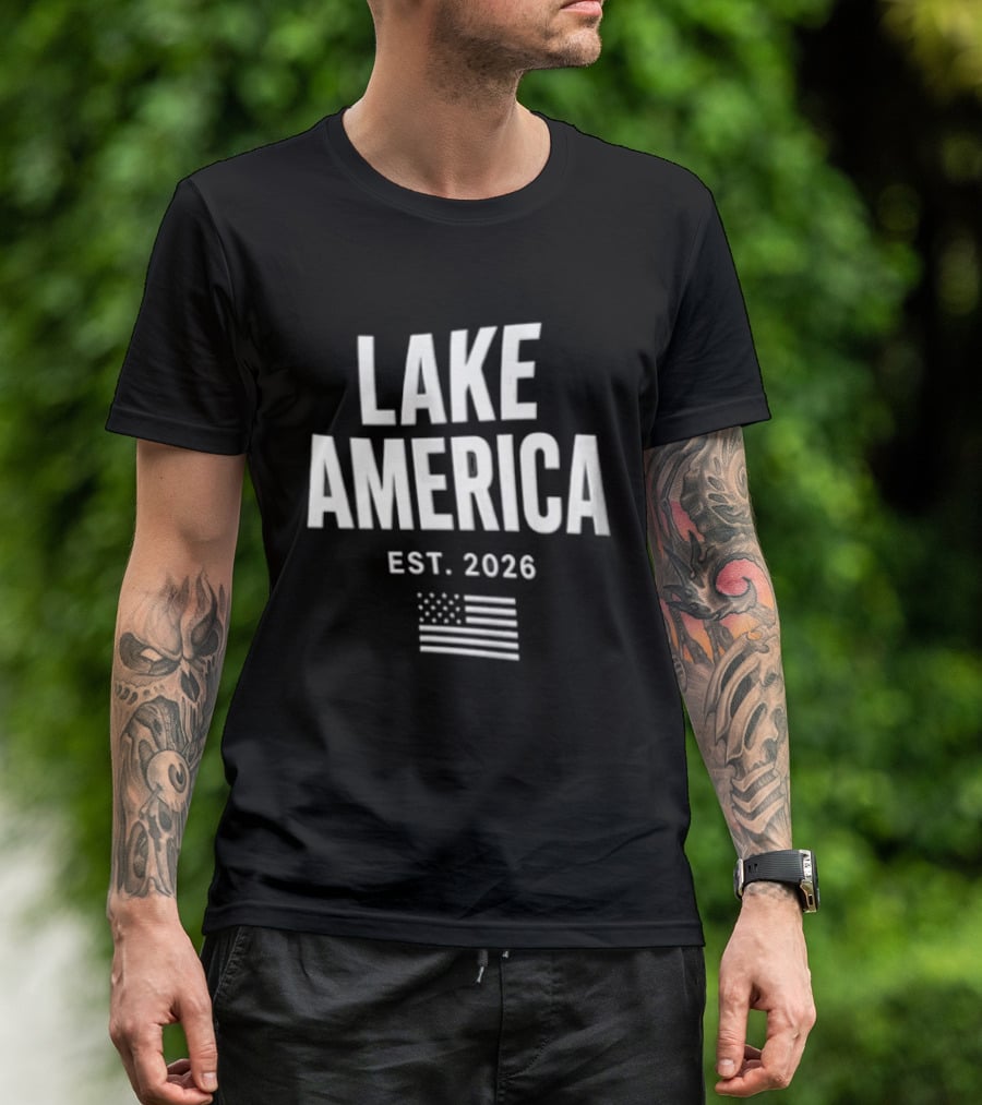 Lake America Est. 2026 American Flag Stars Stripes T-Shirt
