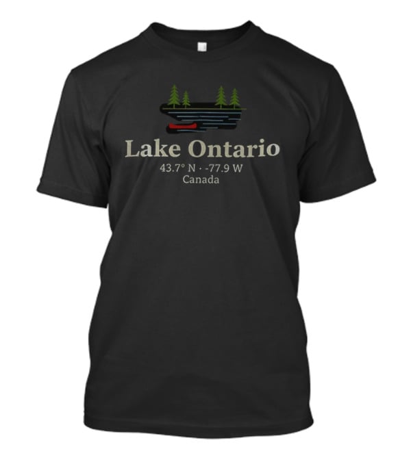 Lake Ontario 43.7° N 77.9° W Canada Canoe Pine Trees T-Shirt