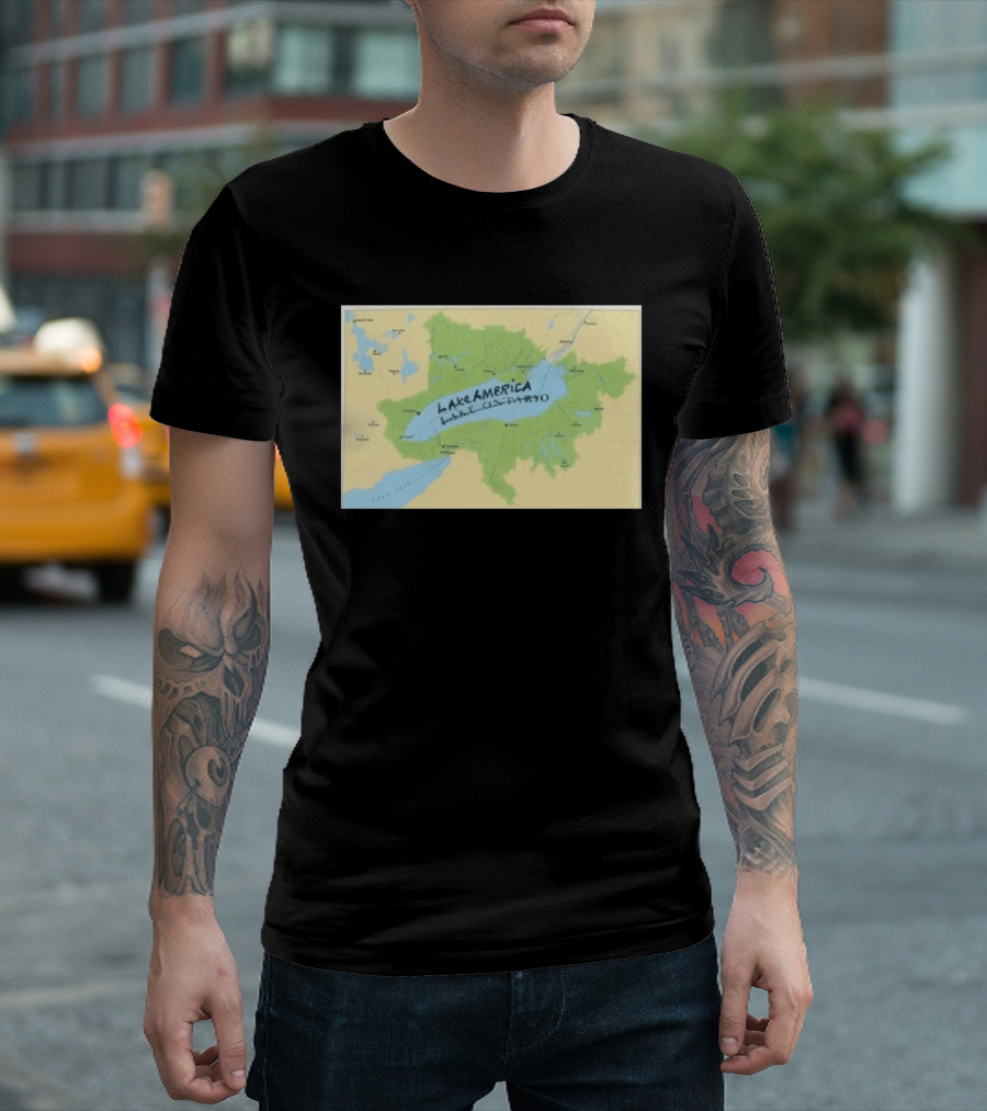 Lake Ontario Map Lake America Fun Geography Twist T-Shirt