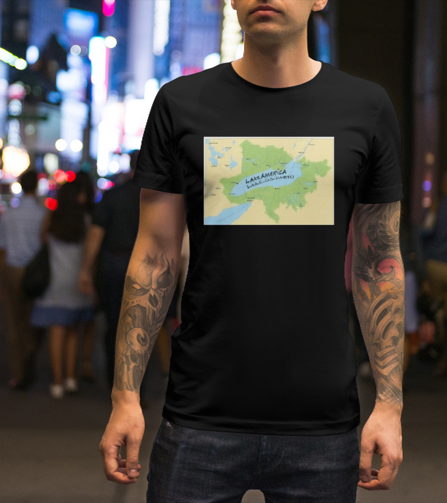 Lake Ontario Map Lake America Fun Geography Twist T-Shirt