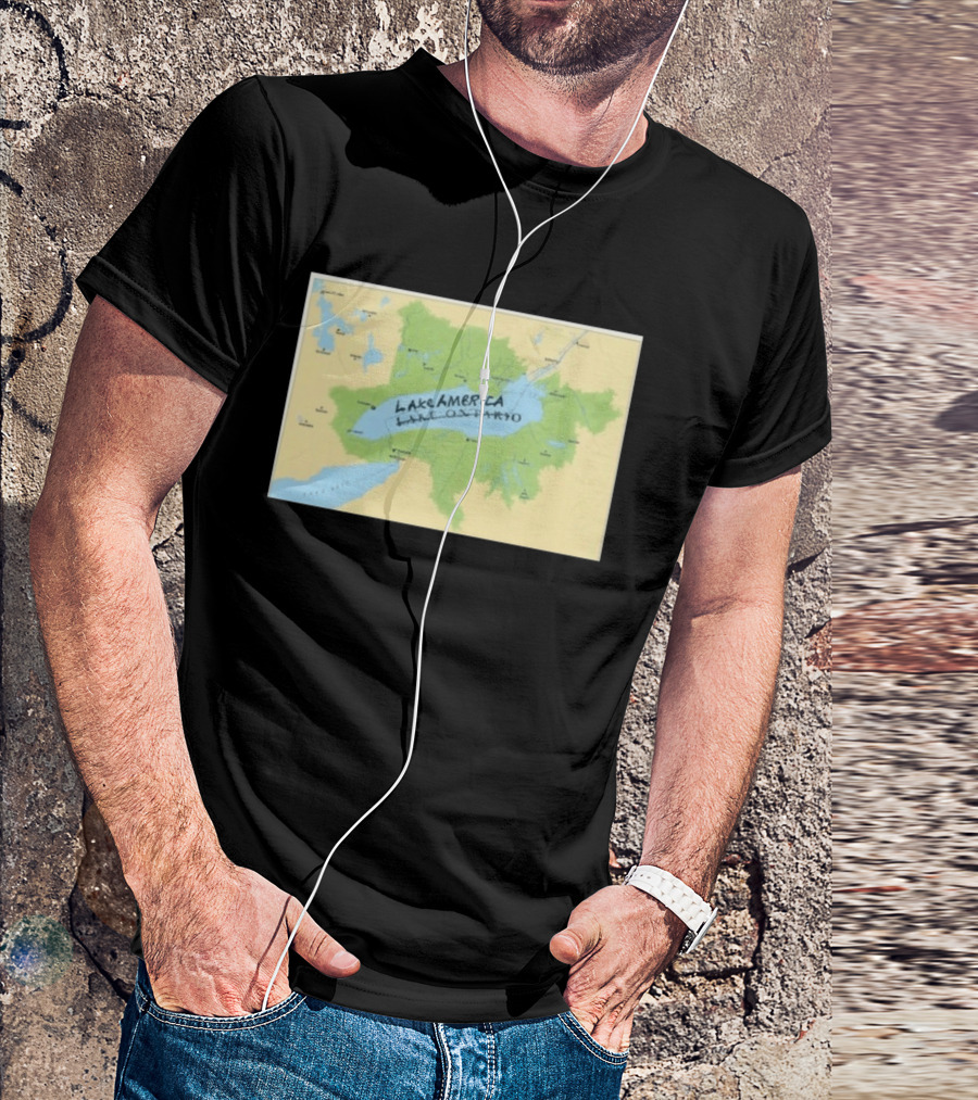 Lake Ontario Map Lake America Fun Geography Twist T-Shirt