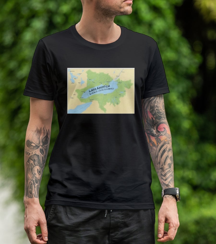 Lake Ontario Map Lake America Fun Geography Twist T-Shirt