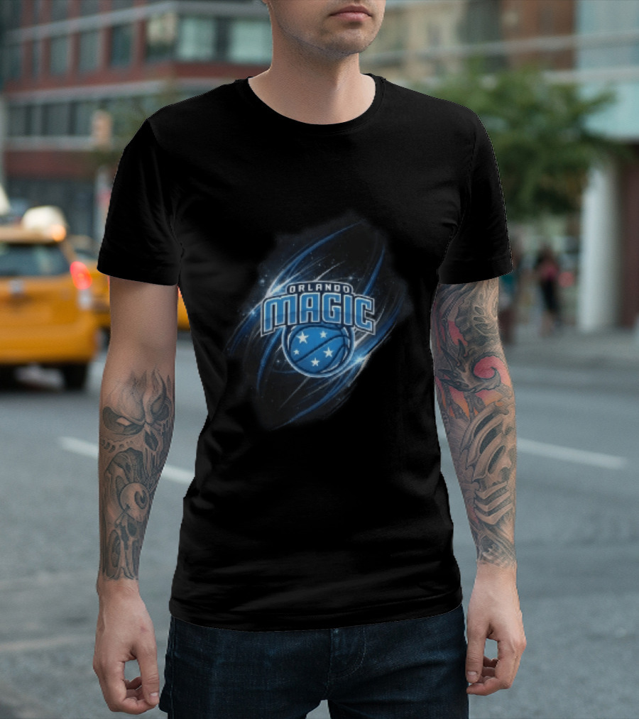 Orlando Magic NBA Basketball Stars Glowing Blue Swirl T-Shirt