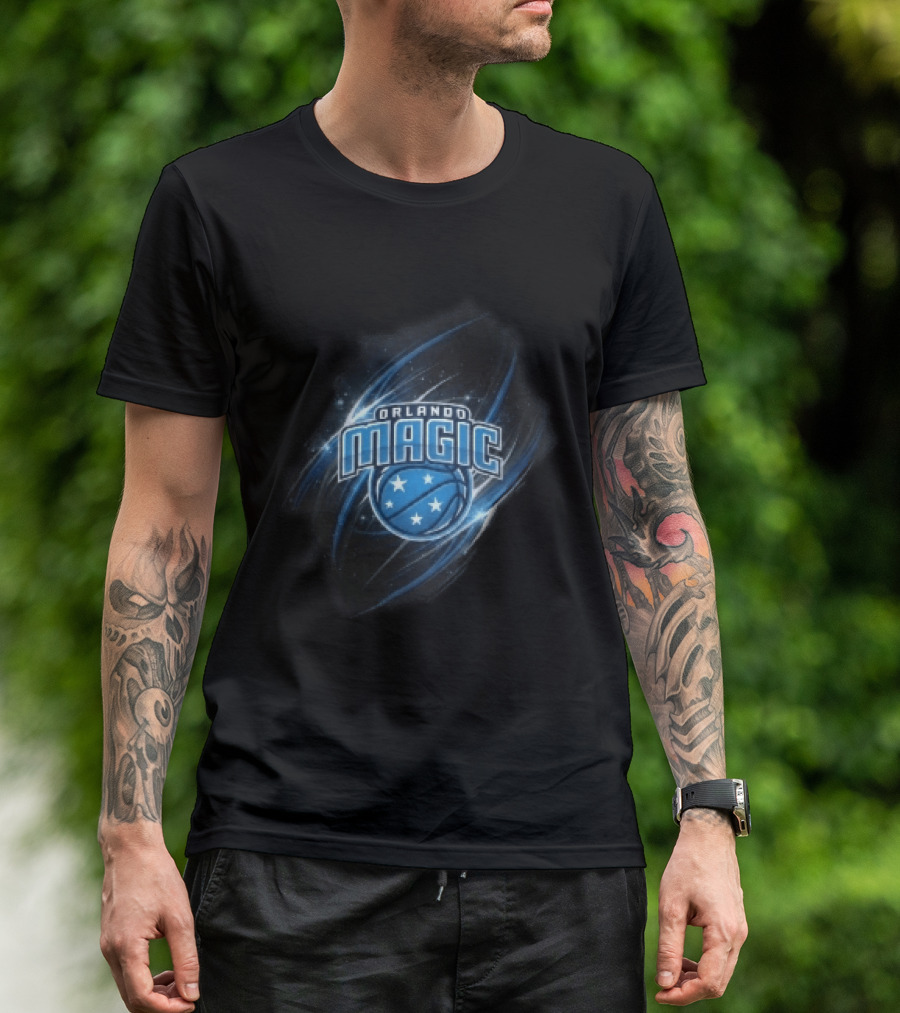 Orlando Magic NBA Basketball Stars Glowing Blue Swirl T-Shirt