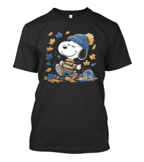 Golden State Warriors NBA Snoopy Autumn Leaves Beanie T-Shirt