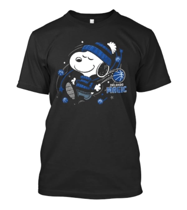 Snoopy Orlando Magic NBA Striped Beanie Basketball Stars T-Shirt