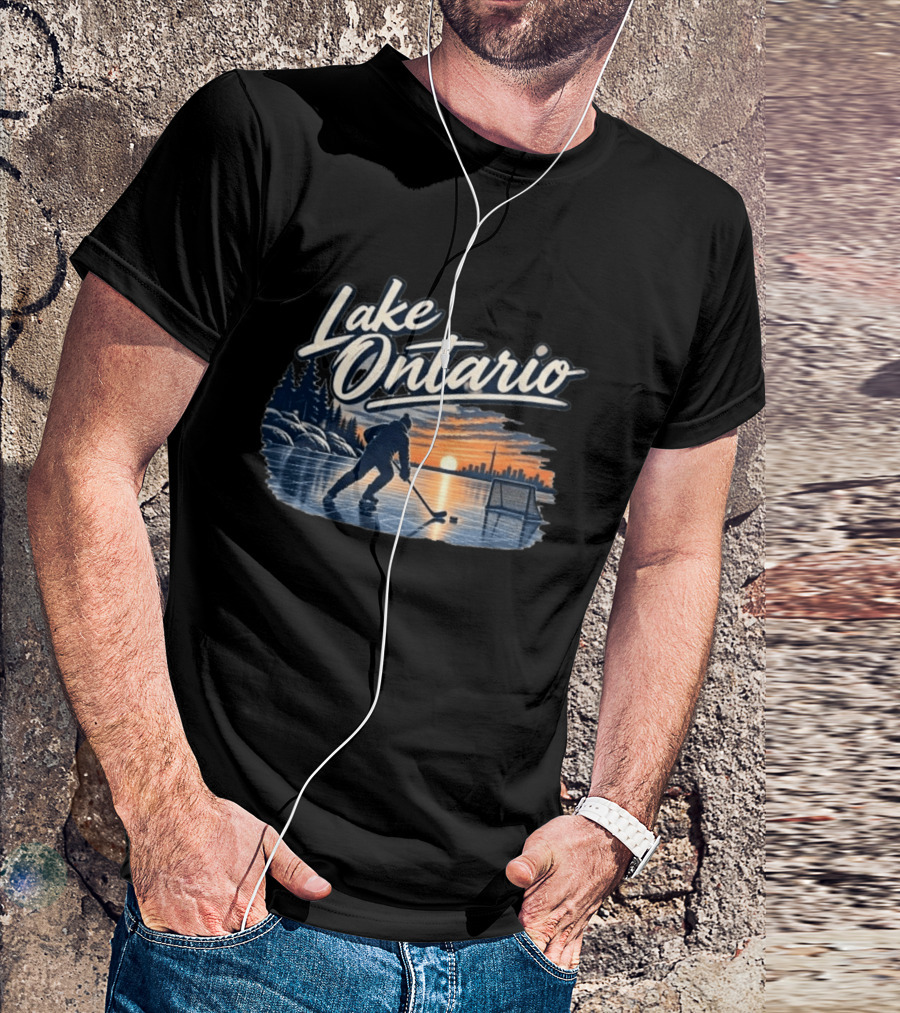 Lake Ontario Ice Hockey Sunset Silhouette With Toronto Cityscape T-Shirt