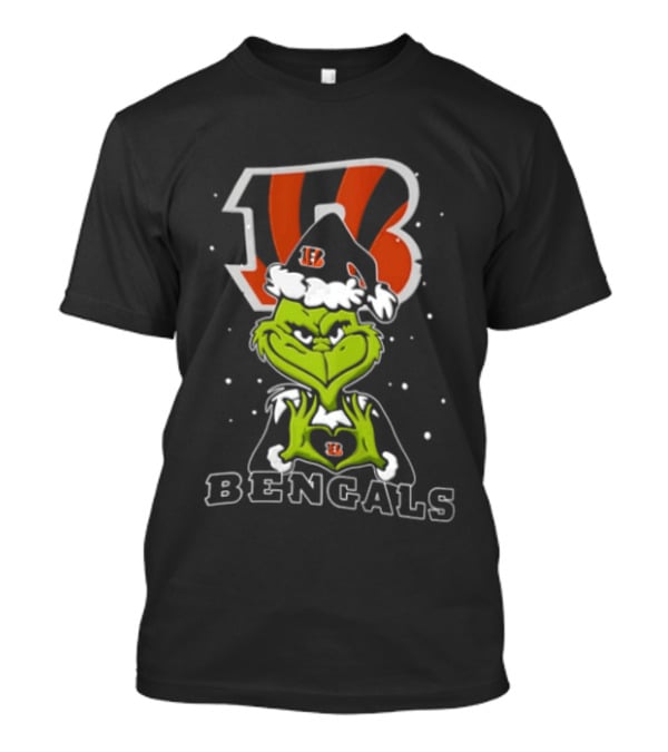 Cincinnati Bengals Grinch Making Heart Hands Christmas T-Shirt