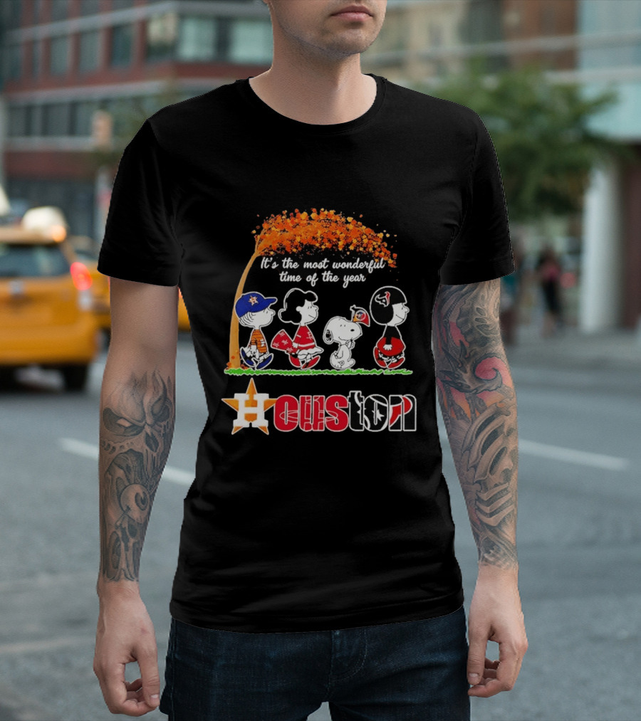 Houston Peanuts Halloween Sports Most Wonderful Time 2026 T-Shirt