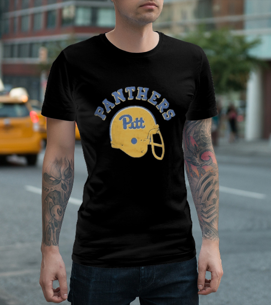 Pittsburgh Panthers NCAA Pitt Yellow Football Helmet Panthers T-Shirt